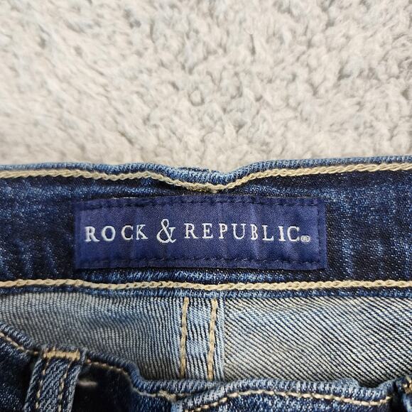 Rock & Republic Berlin SZ 2 26 x28 Low Rise Jeans Distress Embroidered Stretchy - Picture 16 of 16